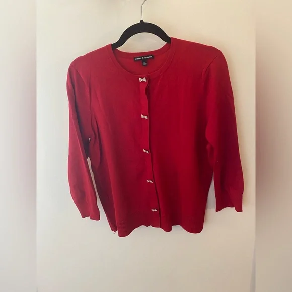 Cable & Gauge Red Cardigan - Picture 1 of 4